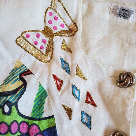 Vintage 80's Button-Up Shirt & Shorts Set Picasso Style Abstract Art - Small - Picture 10 of 10